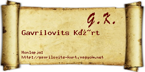 Gavrilovits Kürt névjegykártya